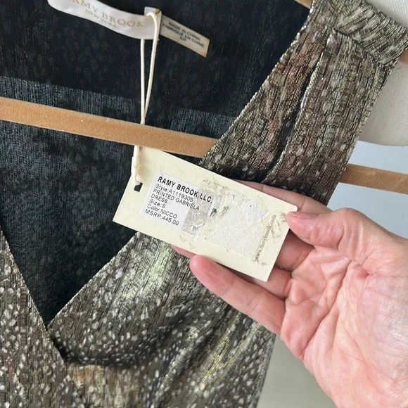 NWT Ramy Brook Printed metallic Gabriella Dress Size Small - Picture 7 of 10